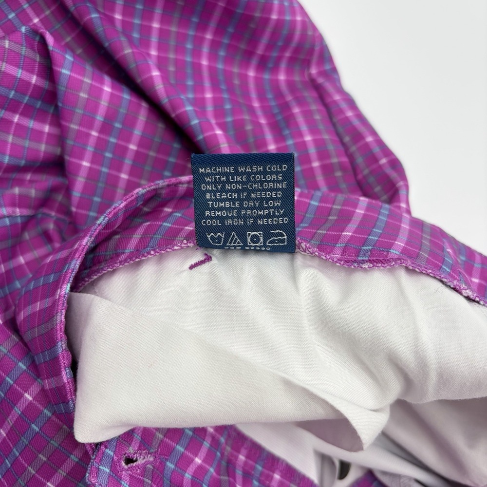 Golf America Women's Bermuda Shorts Size 12 Lightweight Purple Plaid  Pockets 9" - Picture 6 of 8